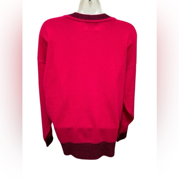 VTG Moods By Krizia Lambswool Angora Dark Pink Cardigan Sweater L Pockets Cozy - Picture 6 of 7